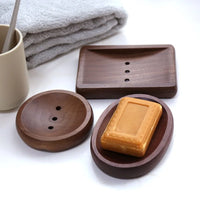 Porte-Savon en Bois de Noyer avec Système de Vidange