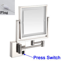 Miroir Grossissant LED Mural Bras Extensible Carré 3X