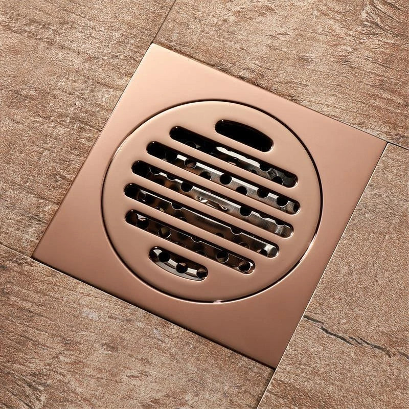 Bonde de Douche Carrée Laiton Or Rose 5 Motifs 10 cm