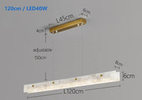 Suspension Cuisine Îlot Linéaire LED en Marbre Naturel, 100 à 150 cm
