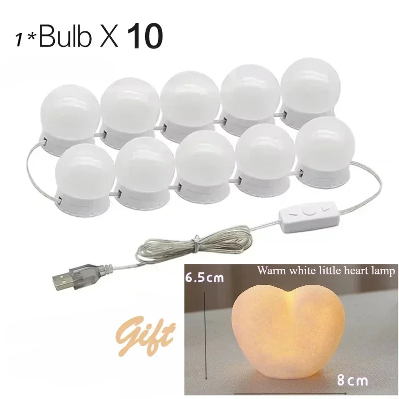 Kit 10 Ampoules LED Miroir Coiffeuse USB ou Veilleuse Ronde à Détecteur