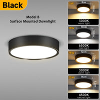 Plafonnier LED Cuisine en Saillie Rond Doré Noir Blanc 8 à 14 cm