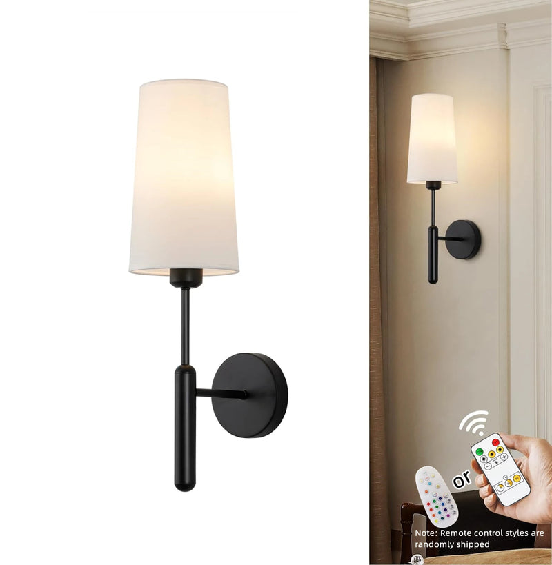 Applique Salle de Bain Sans Fil Rechargeable Noire avec Télécommande