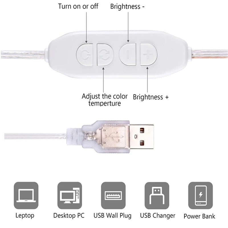 Ampoules LED pour Miroir de Coiffeuse, Kit 10 Ampoules USB, 3 Teintes