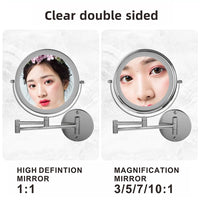 Miroir Grossissant Lumineux Mural Chromé Double Face x5, x7 ou x10 20 cm