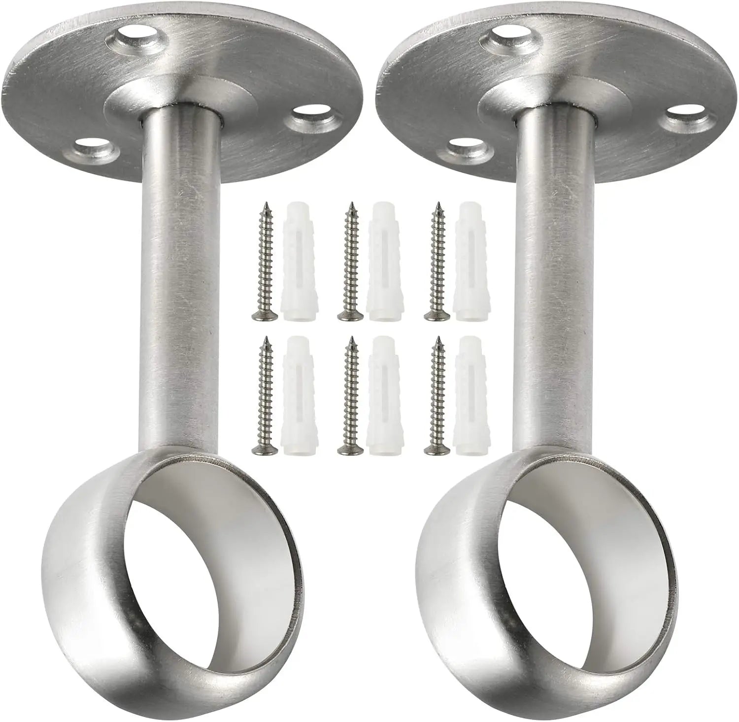 Support de Tringle Rideau de Douche au Plafond, Acier Brossé 25 mm