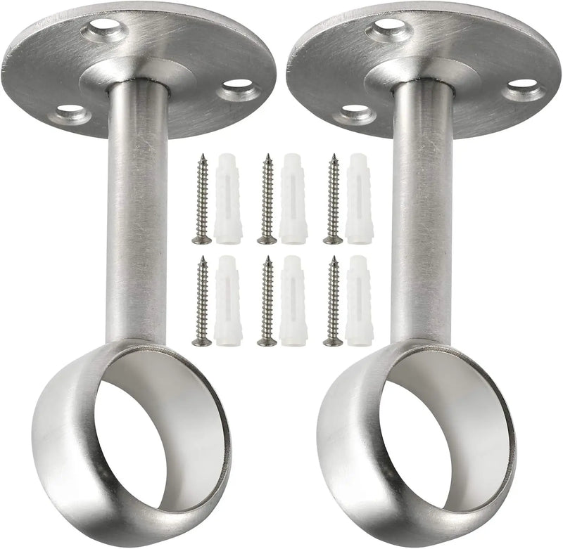 Support de Tringle Rideau de Douche au Plafond, Acier Brossé 25 mm