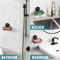 Porte-Savon Ventouse Drainant en Métal Sans Perçage, Blanc, Noir ou Chromé