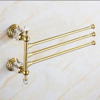 Ensemble d'Accessoires de Salle de Bain Doré à Cristaux