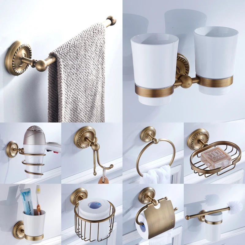 Ensemble d'Accessoires de Salle de Bain Bronze Antique