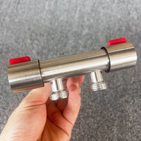 Robinet d'Arrêt Double Sortie Inox 304 G1/2 pour Lave-Linge, 12 cm