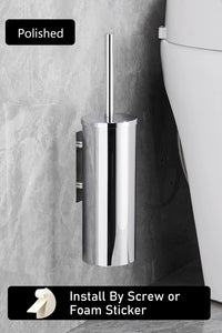 Brosse WC Murale Inox 304 Vis ou Adhésif Sans Perceuse, 6 Finitions