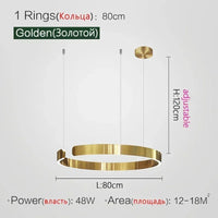 Suspension Cuisine LED Anneaux Ouverts, Ø 40 à 80 cm