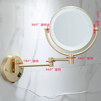 Miroir Grossissant Mural LED Double Face en Laiton 3x ou 5x