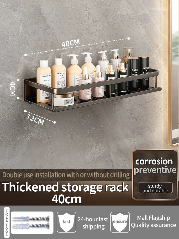 Étagère de Douche Murale Aluminium Avec ou Sans Perçage 30 à 60 cm