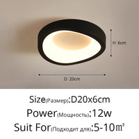 Plafonnier LED Cuisine Forme Organique Noir Blanc
