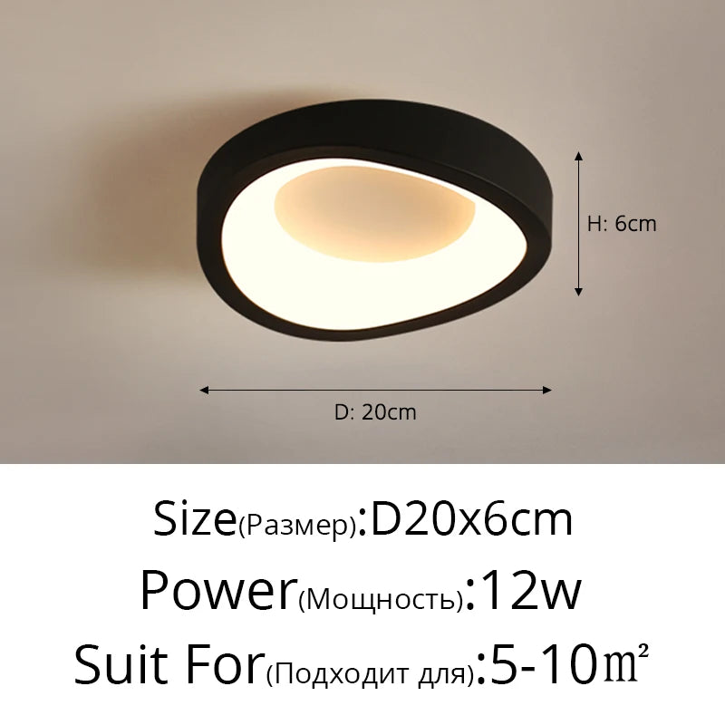 Plafonnier LED Cuisine Forme Organique Noir Blanc
