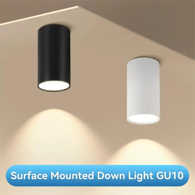 Spot GU10 en Saillie Cuisine, Cylindre Fixe ou Orientable, Noir ou Blanc