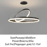 Suspension Cuisine Anneaux LED Noir ou Blanc, Ø 50 à 100 cm