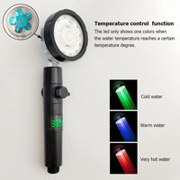 Pommeau de Douche à Hélice LED Haute Pression Noir