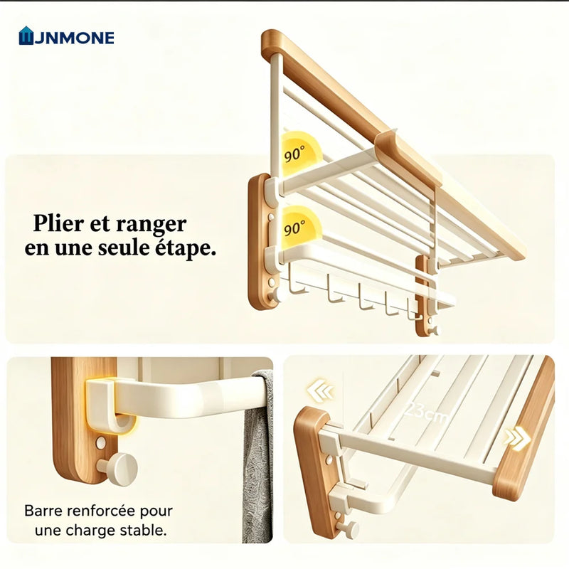 Set Accessoires Salle de Bain Bois et Blanc 7 Pièces