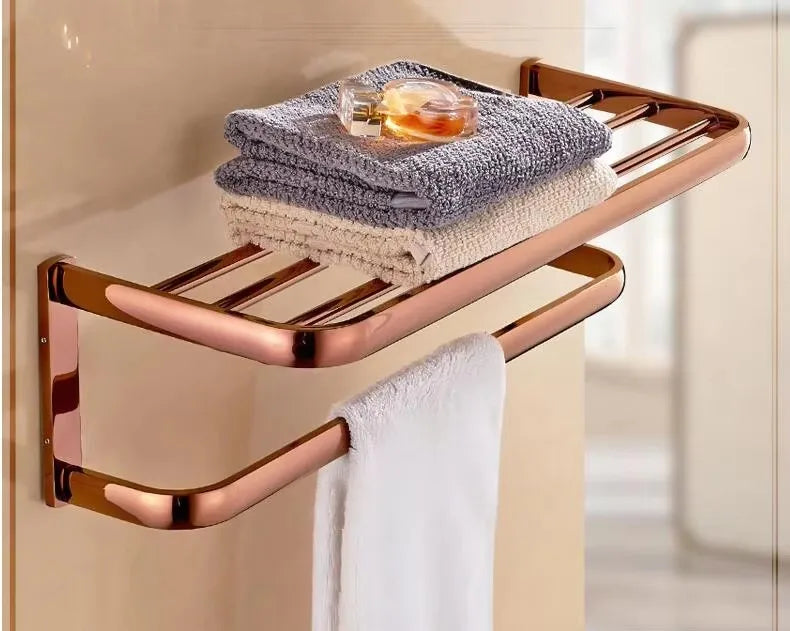 Accessoires Salle de Bain Or Rose Laiton à la Pièce, 13 Articles