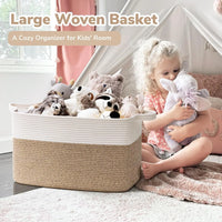 Panier de Rangement en Corde Tressée 58 L à Anses, 6 Coloris