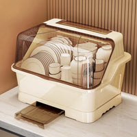 Étagère à Vaisselle avec Couvercle Beige Anti-Poussière