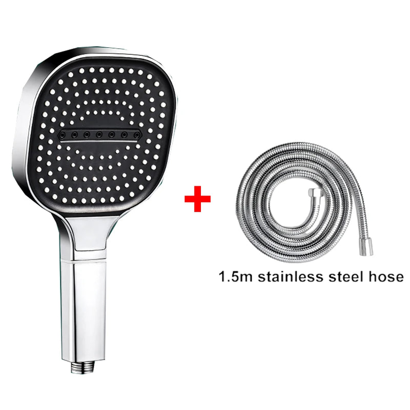 Pommeau de Douche Carré 13 cm, 3 Modes, Noir, Gris ou Argenté