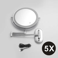 Miroir Grossissant Mural LED Rechargeable USB, Double Face 3x à 10x, 20 cm