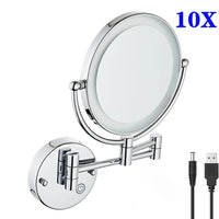 Miroir de Maquillage LED Grossissant 10X Tactile Mural Double Bras Extensible