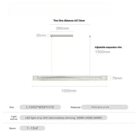 Suspension Cuisine Linéaire LED Verre Cannelé, 3 Finitions, 100 à 140 cm
