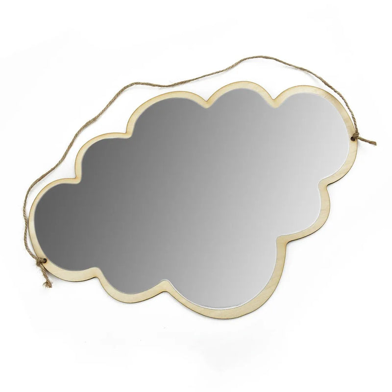 Miroir Mural Nuage en Bois et Acrylique, 33 x 23 cm
