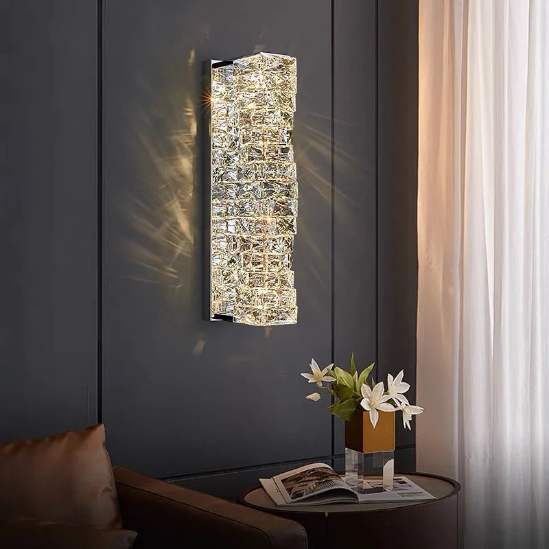 Applique Murale LED Cristal Doré ou Argent, 3 Teintes, 26 ou 46 cm