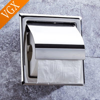 Porte-Papier Toilette Encastré Inox 304 Noir Mat ou Chromé avec Rabat