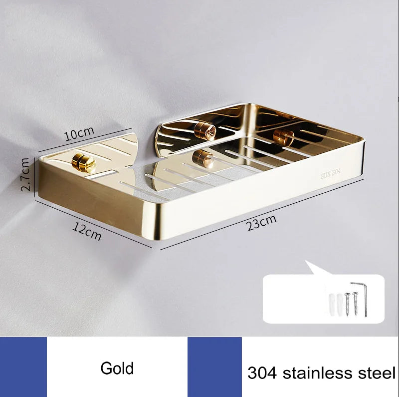 Porte-Savon Mural en Inox Grillagé avec Vidange