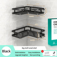 Étagère de Douche d'Angle Sans Perçage Noir ou Blanc, 2 Étagères et Accessoires