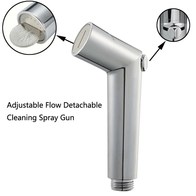 Douchette WC Chromée ABS à Débit Réglable, 14,5 cm