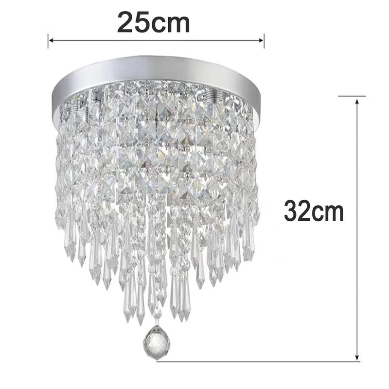 Lustre en Cristal Chromé G9 pour Cuisine, Salon ou Chambre, 25 cm