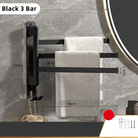 Porte-Serviette Pivotant Mural Inox Noir ou Blanc, 1 à 5 Barres