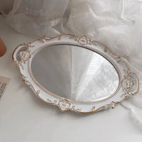 Plateau Miroir Ovale Rangement Bijoux Style Vintage