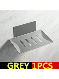 Porte-Savon Mural Sans Perçage en Inox, Noir, Blanc ou Gris, Autodrainant