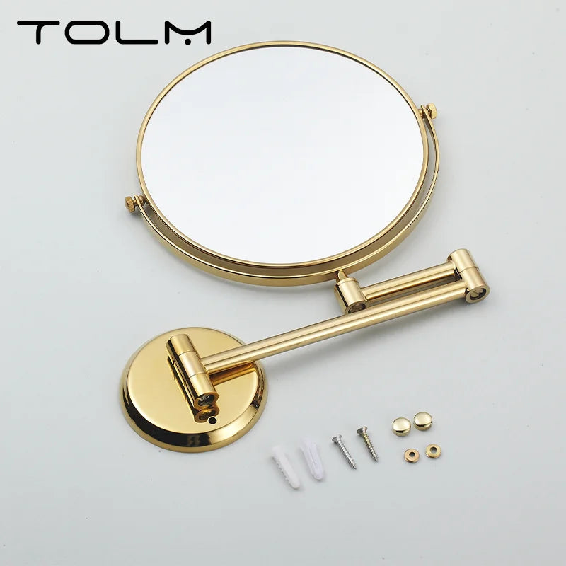 Miroir Grossissant Mural Double Face Doré Extensible