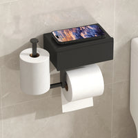 Porte-Papier Toilette avec Tiroir Lingettes et Étagère Sans Perçage Noir ou Blanc