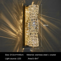 Applique Murale LED Cristal Doré ou Argent, 3 Teintes, 26 ou 46 cm