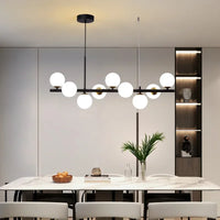 Suspension Cuisine Îlot Globes Verre, 7 à 11 Têtes, Noir ou Doré