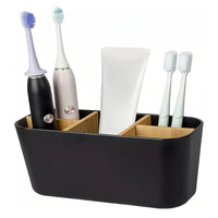 Porte-Brosse à Dents Bambou 5 Compartiments Blanc ou Noir 19 cm