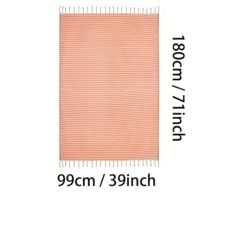 Serviette de Bain Turque Rayée à Franges en Coton 99 x 180 cm