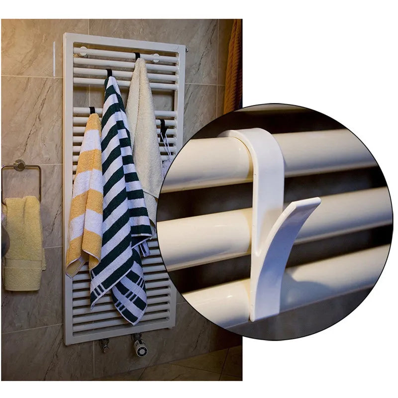 Patère Radiateur Sèche-Serviette Blanc ou Noir, Lot de 3 ou 5 Crochets