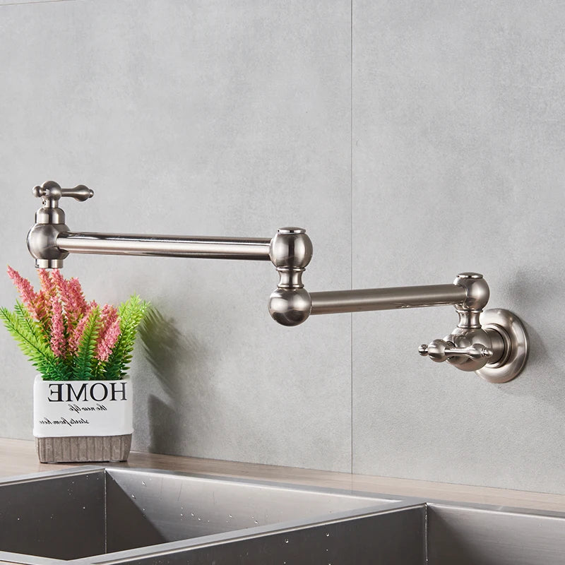 Robinet de Cuisine Mural Pliable Eau Froide Bec Rotatif